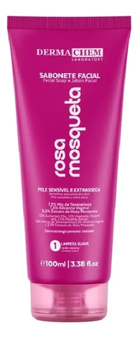 SABONETE  FACIAL   DERMACHEM ROSA MOSQUETA