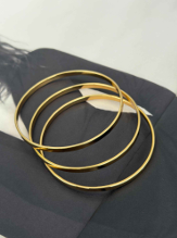 Trio Braceletes Aço In oxidável Dourado Liso  0912152