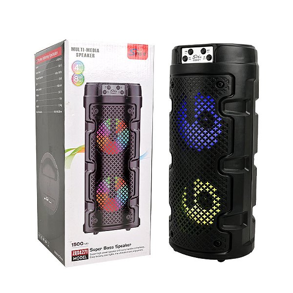 CAIXA DE SOM SUPER BASS 1500mah  4x2'' 8wx2  ZQS4271