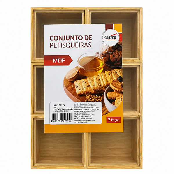 CONJUNTO DE 6 PETISQUEIRAS TAMPA EM MDF CX273
