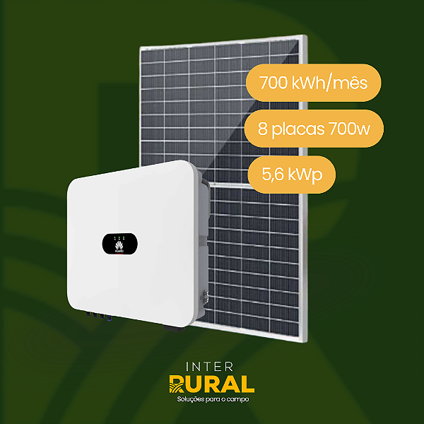 Sistema de Energia Solar 700 kWh/mês – Inversor Huawei + 8 Placas 700W