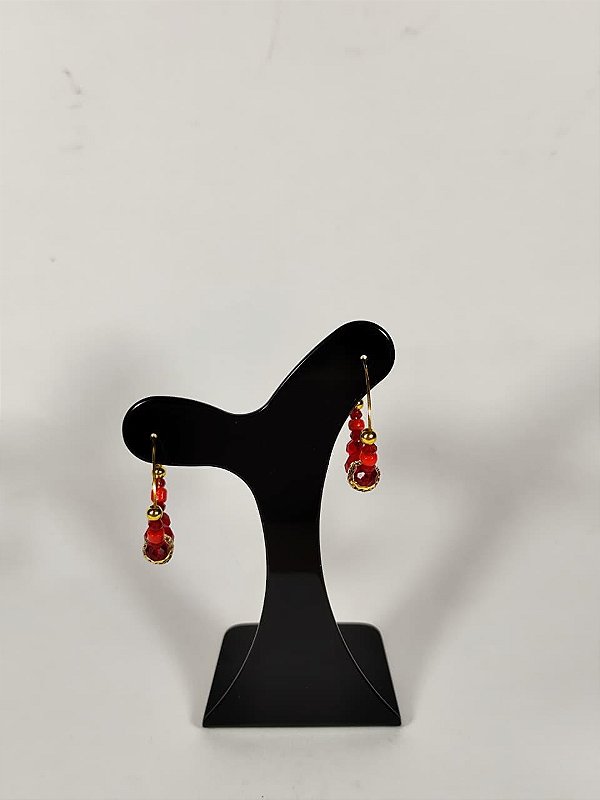 Brinco Argola Cristais Vermelhos