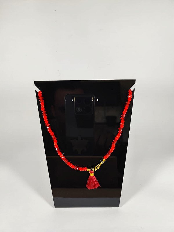 Colar de Cristais Vermelho Intenso com Tassel