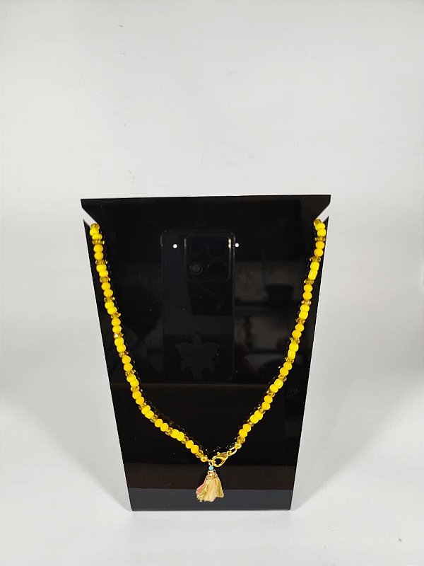 Colar de Cristais Amarelo Ouro com Tassel Delicado