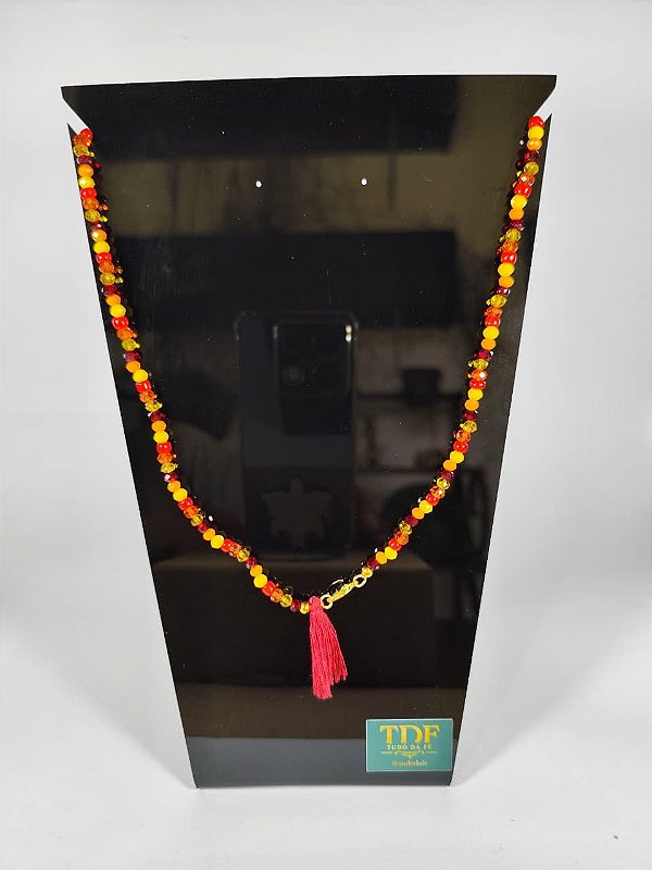 Colar de Cristais de Fogo - Tons de Vermelho e Amarelo