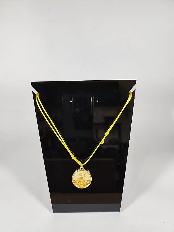 Fio de Oxum Amarelo com Medalhão Dourado - Prosperidade