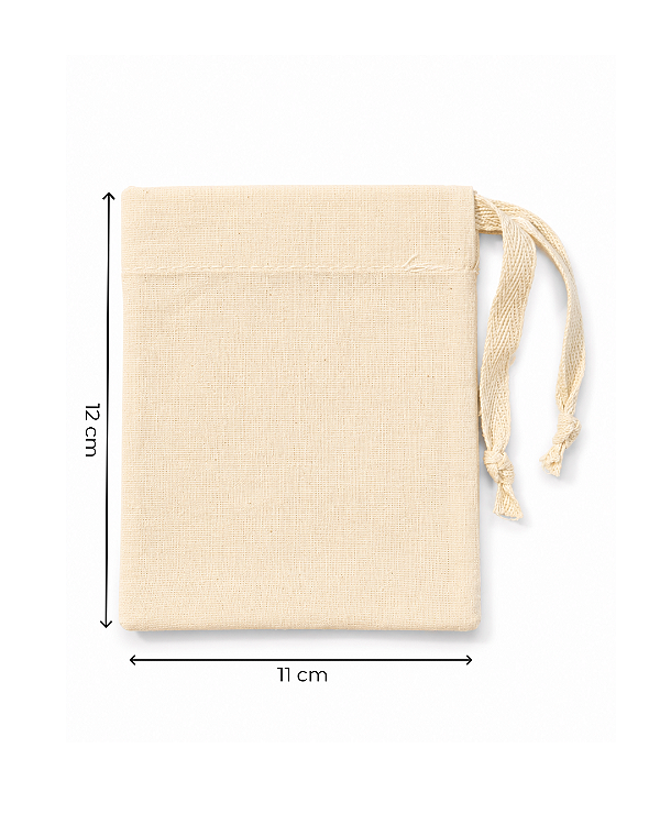 Saquinho de Algodão Cru 11x12 cm (LxA) pct 5 und
