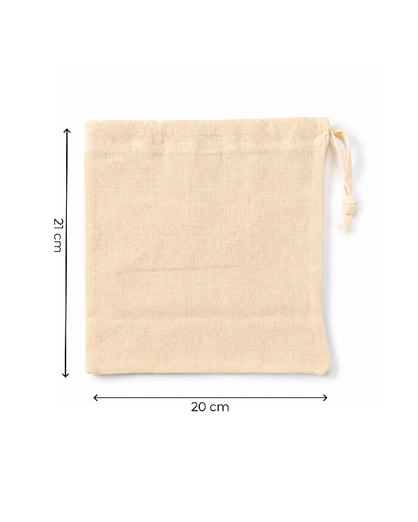 Saquinho de Algodão Cru 20x21 cm (LxA) pct 5 und