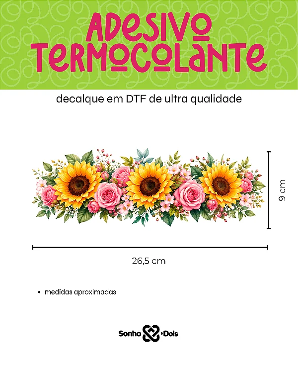 Transfer Termocolante DTF Barrado 27x11cm Floral