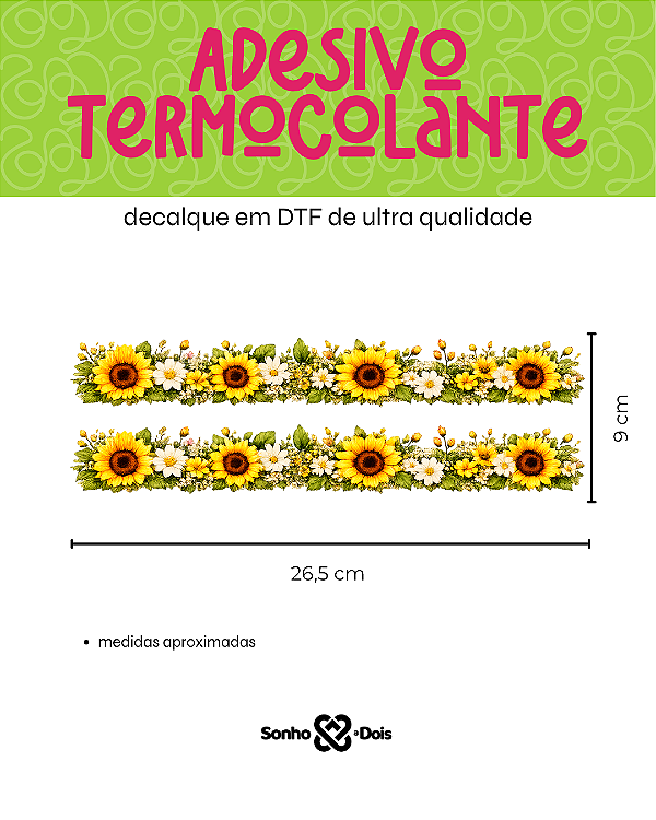 Transfer Termocolante DTF Barrado 27x11cm Floral