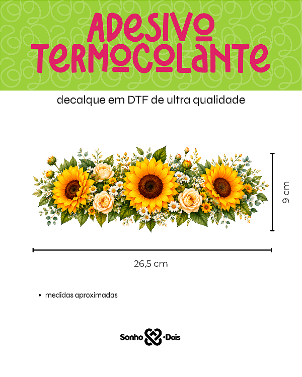 Transfer Termocolante DTF Barrado 27x11cm Floral