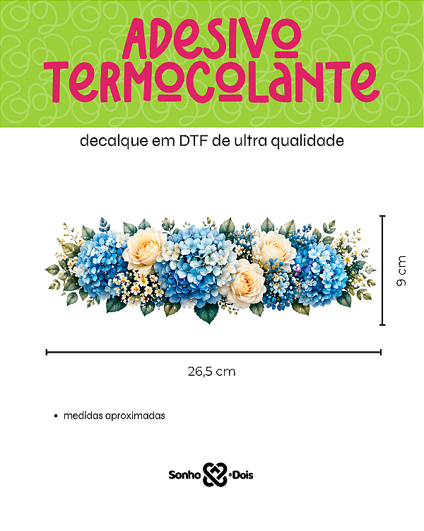 Transfer Termocolante DTF Barrado 27x11cm Floral