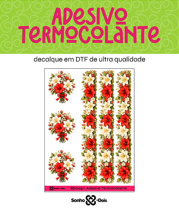 Transfer Termocolante DTF Cartela 13x18cm Floral