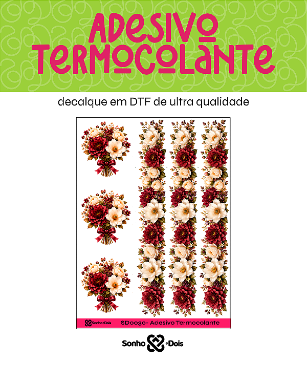 Transfer Termocolante DTF Cartela 13x18cm Floral