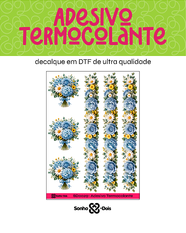 Transfer Termocolante DTF Cartela 13x18cm Floral