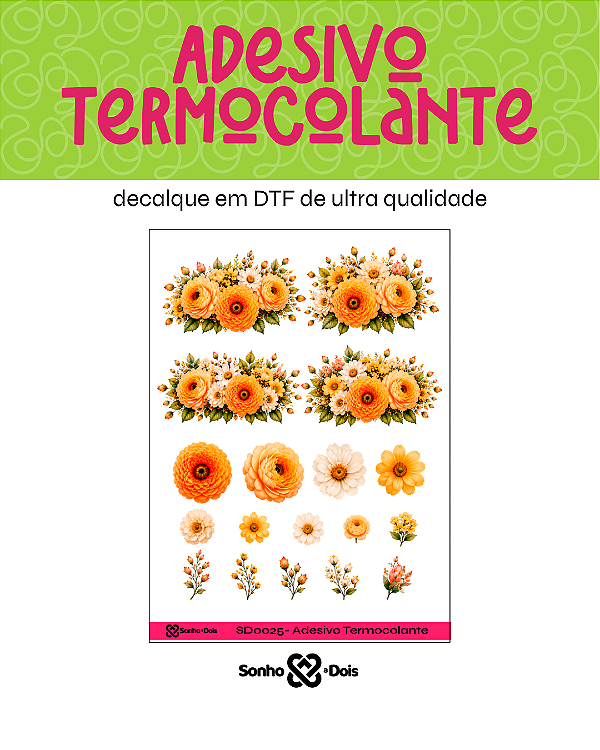 Transfer Termocolante DTF Cartela 13x18cm Floral