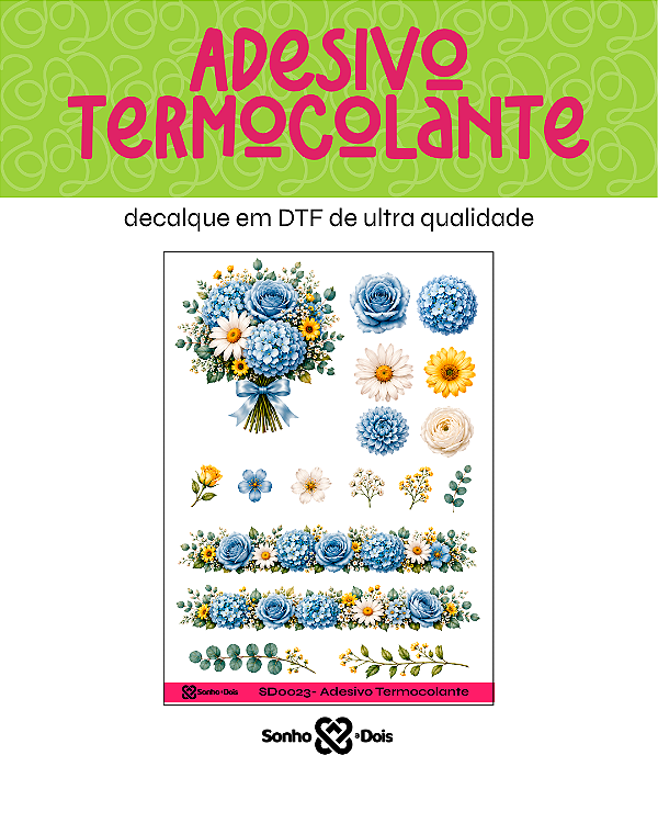 Transfer Termocolante DTF Cartela 13x18cm Floral