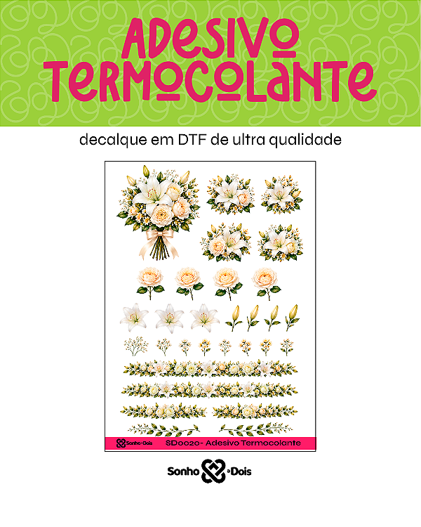 Transfer Termocolante DTF Cartela 13x18cm Floral
