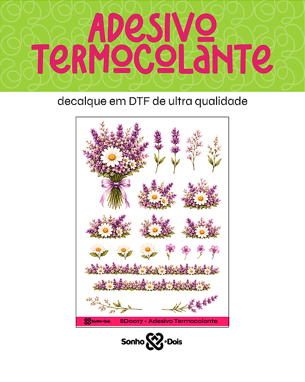 Transfer Termocolante DTF Cartela 13x18cm Floral