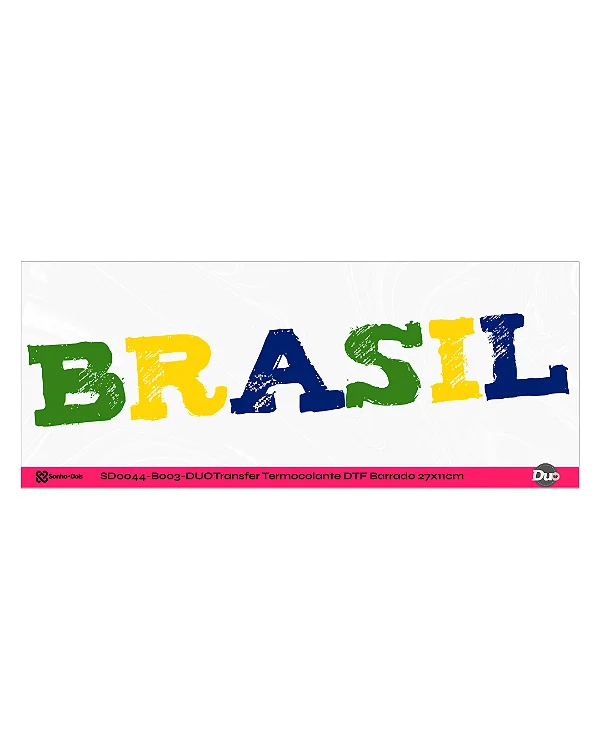 DTF Têxtil Barrado 27x11cm Vai, Brasil!