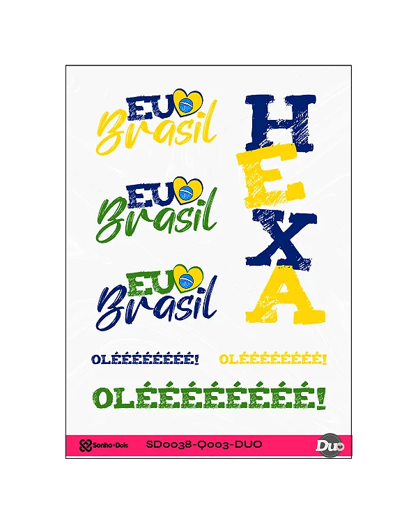 DTF Têxtil Cartela 13x18cm Vai, Brasil!