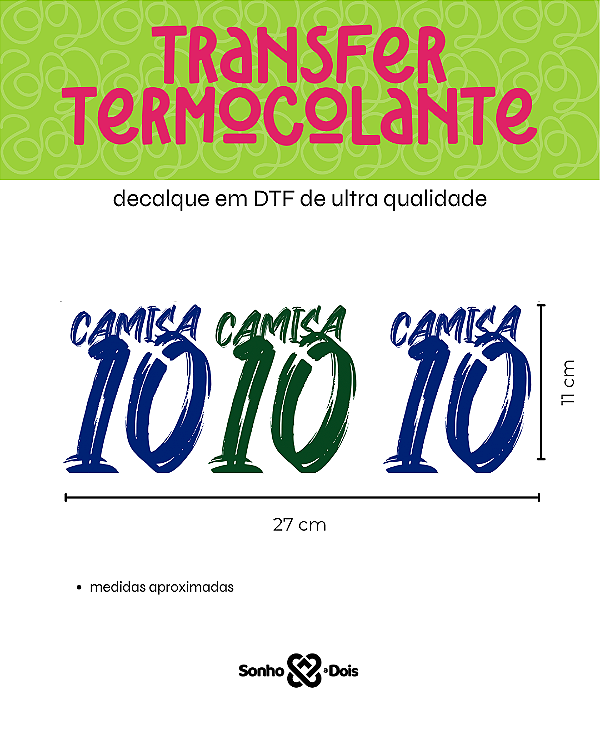 Transfer Termocolante DTF Barrado 27x11cm Copa