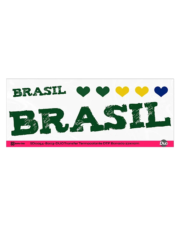 DTF Têxtil Barrado 27x11cm Vai, Brasil!