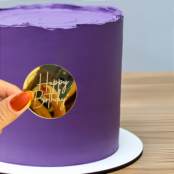 Aplique Medalha - Happy Birthday (Kit com 4 unidades)