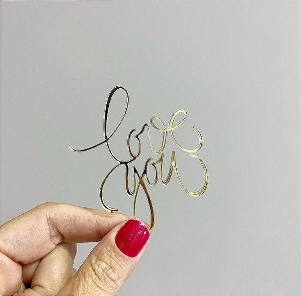 Aplique Para Bentô Cake - Love You Dourado (Kit com 4 Unidades)