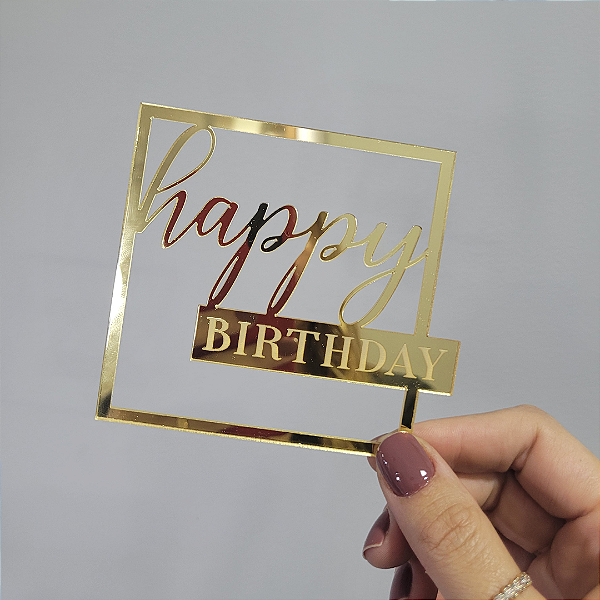 Aplique Para Bolo - Happy Birthday Moldura (Modelo 02)