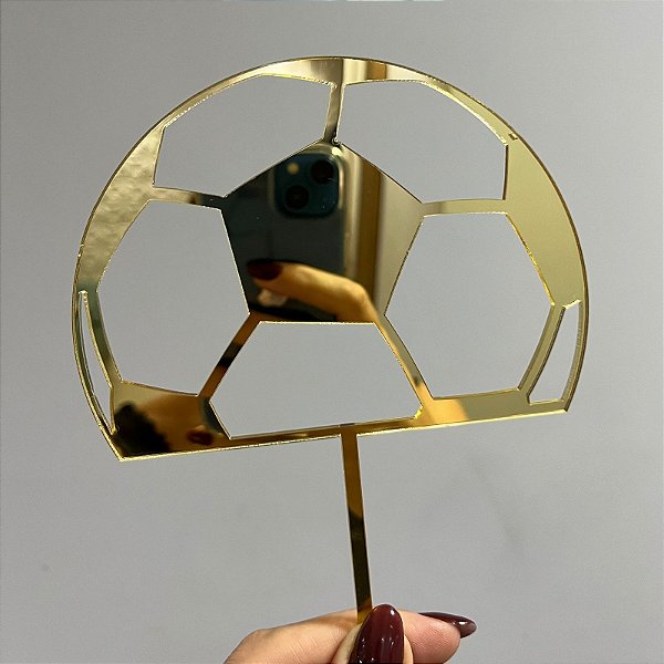 Topo de Bolo - Bola de Futebol Dourado