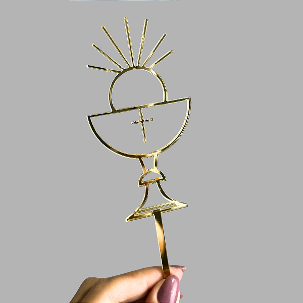 Topo de Bolo - Cálice Dourado