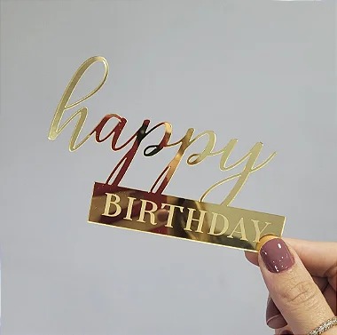 Aplique Para Bolo - Happy Birthday (Modelo 04)