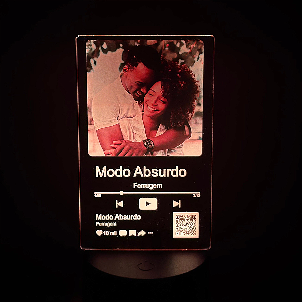 Luminária Personalizada Nossa Música no Youtube – Inserimos sua Foto e o Nome da Música Com Qr-Code .