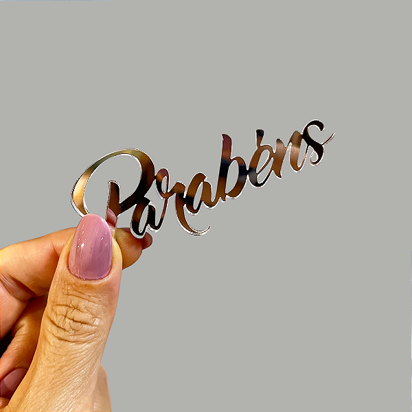 Aplique Para Bentô Cake - Parabéns Prateado (Kit com 4 Unidades)