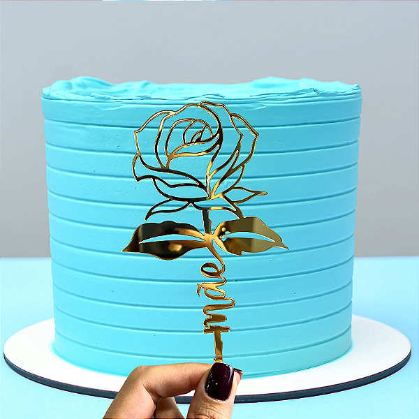 Aplique Para Bolo - Rosa Mãe Dourado