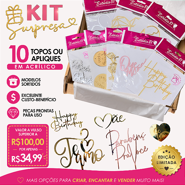 Kit Surpresa - Topos, Apliques, Medalhas, Espátulas