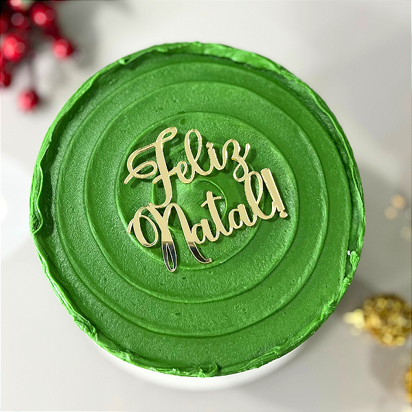 Aplique Para Bentô Cake - Feliz Natal Dourado I Kit 4 Apliques Feliz Natal Dourado 7cm – Natal e Reveillon