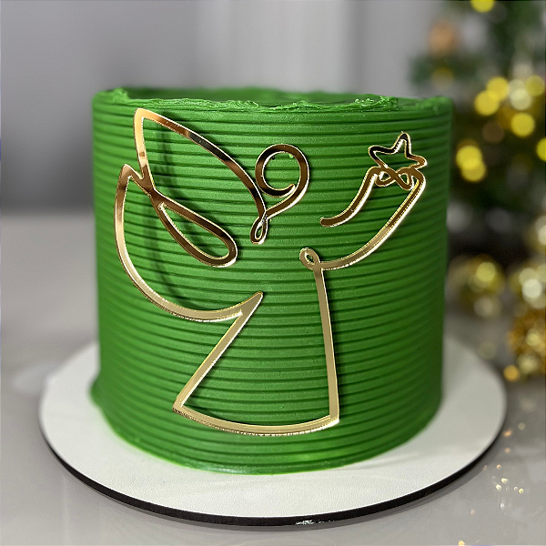Aplique Para Bolo - Anjo Natalino Dourado – Decoração de Natal