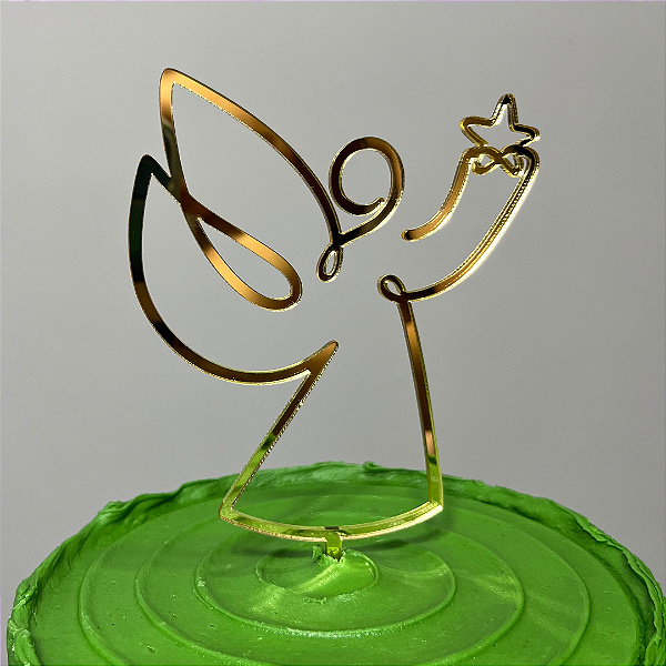 Topo de Bolo - Anjo Natalino Dourado - Decoração de Natal