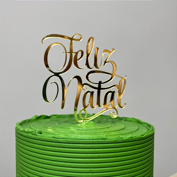 Topo de Bolo - Feliz Natal Dourado – Decoração Natalina