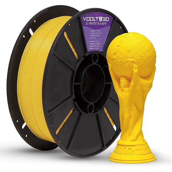 Filamento PLA Amarelo Velvet  - Voolt3D - 1Kg