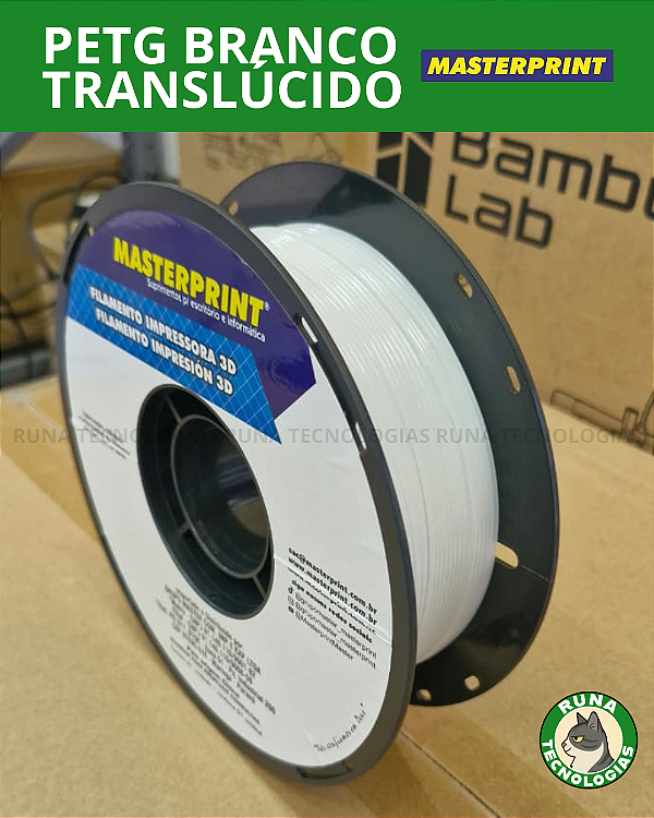 Filamento PETG Branco Translúcido- Masterprint - 1KG