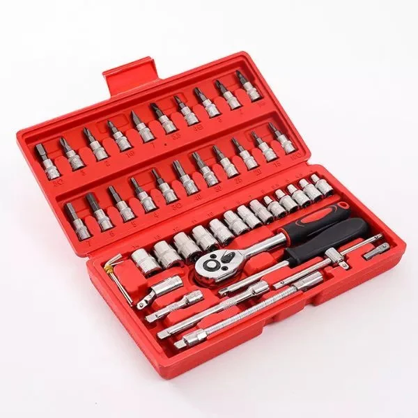 Kit de Ferramentas 46 Peças com Chave Catraca