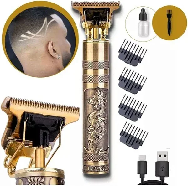 Máquina Profissional de Acabamento Dragão Sem Fio para Cabelo e Barba, Aparador Elétrico Recarregável com Lâmina Ajustável, 3 Pentes, Óleo e Escova – Design Premium Buda, Compacta e Precisa