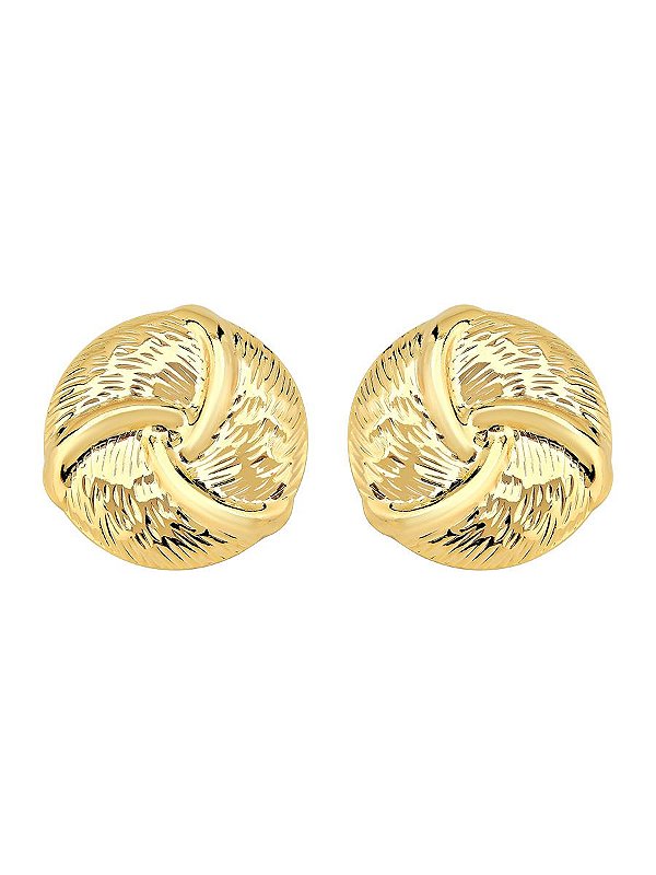 Brinco Maximalista Detalhado Redondo Tamanho Único Banhado a Ouro 18k