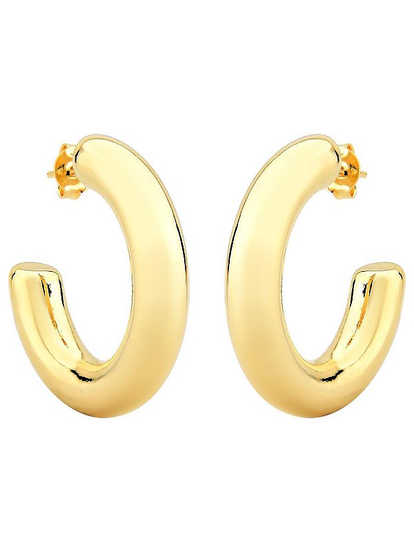 Brinco Argola Tubo Tamanho Único Banhado a Ouro 18k