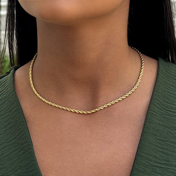 Colar Cordão Baiano Tamanho 40,0 cm Banhado a Ouro 18k
