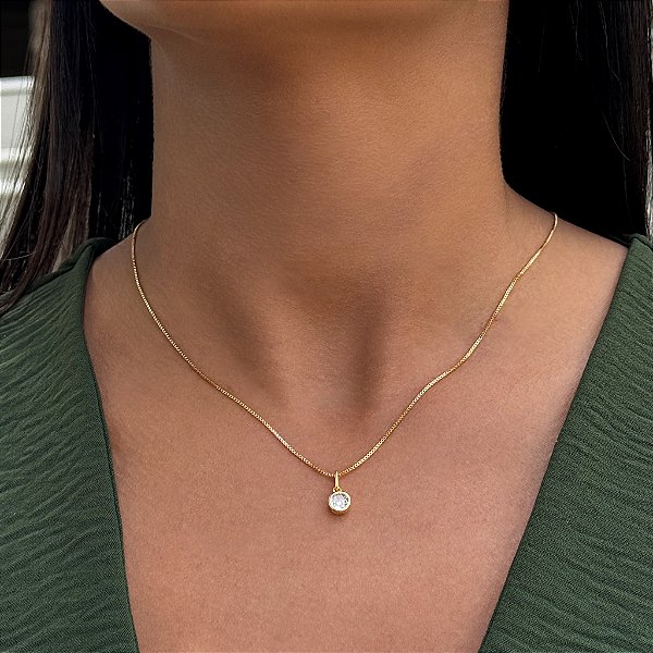 Colar Ponto de Luz Tamanho Único Banhado a Ouro 18k