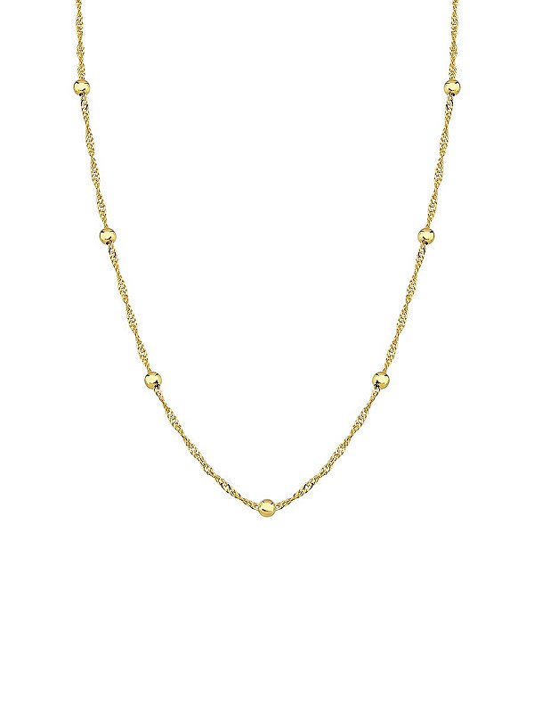 Colar Singapura Com Bolinhas Tamanho 50,0 cm Banhado a Ouro 18k